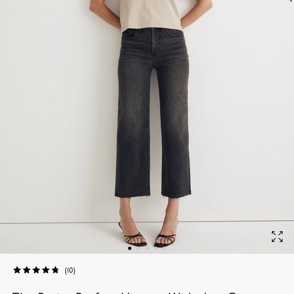 EUC Madewell Perfect Vintage crop wide leg black denim sz 28P